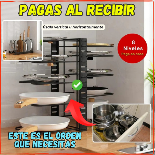 ✅Ya no Mas Desorden en tu Cocina👌Super Organizador de Hoyas y Tapas(💥Pagas al Recibir+Envio Gratis)Evita que tus Hoyas Se Rayen.