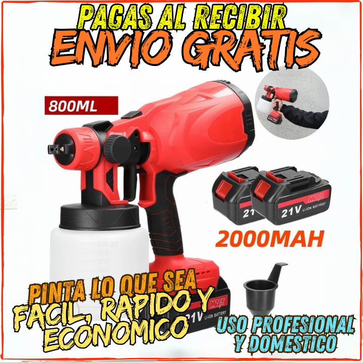 ✅Ahora Pintar es Una Tarea Facil, Rapida y Economica👌Ideal Para Pintar Todo Tipo de Lugares y Objetos(💥Pagas al Recibir+Envio Gratis)Icluye 2 Baterias de Larga Duracion.