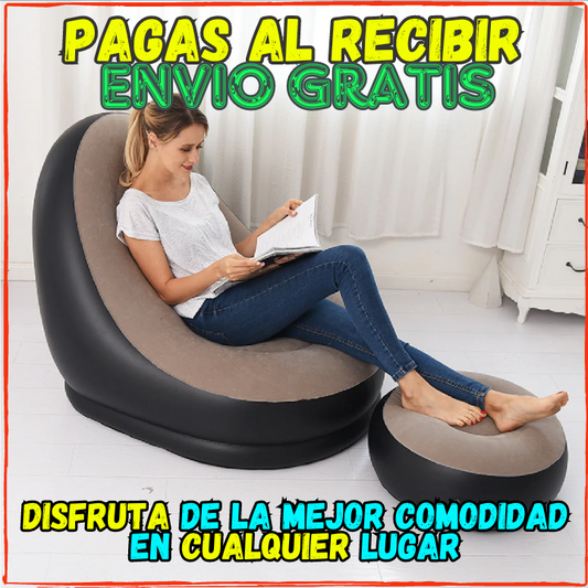 El Sofa Mas Comodo del Mercado✅Facil de Inflar, de Mover y Colocar👌Incluye Cojin de Pies y Inflador.