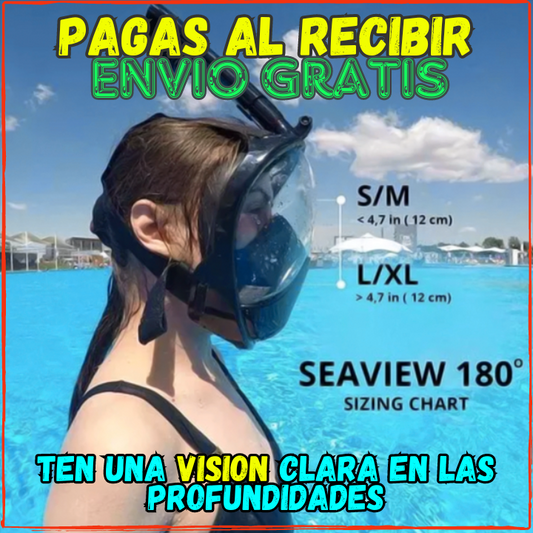 Ten la Mejor Experiencia al Sumergirte✅Mascara para Snorker y Buceo👌De la Mejor Calidad.