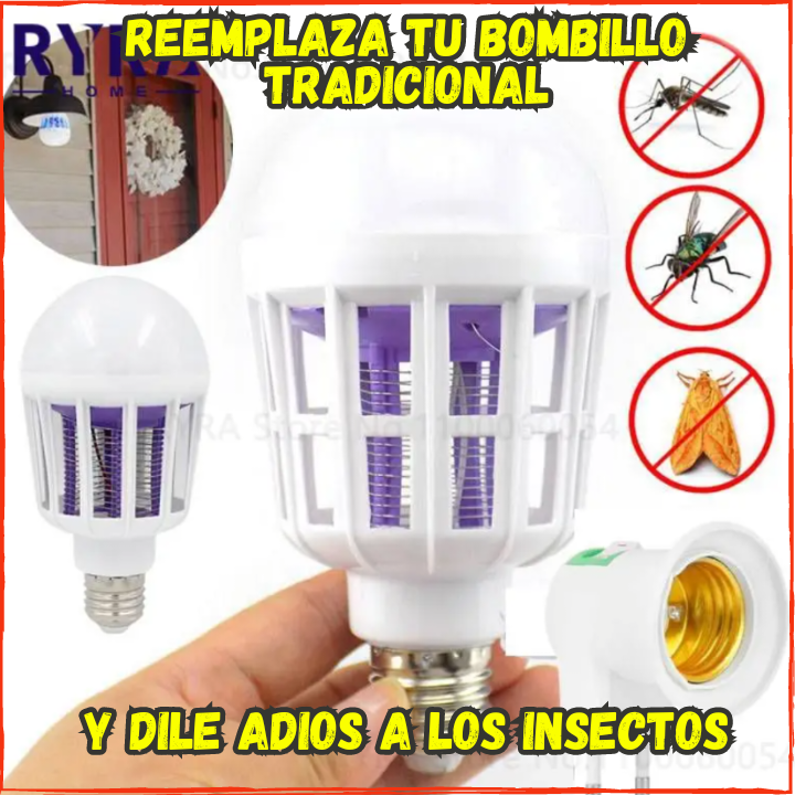 ✅Ya no mas Mosquitos o Insectos👌, Luz Led Con Mata Insectos(💥Pagas al Recibirlo💥) Incluye 2 Bombillos