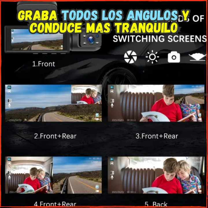 💥Ya no mas Accidentes Injustificados✅Graba todo lo que sucede mientras Conduces y Mantente Seguro😎Vision Nocturta + Sensor de Proximidad