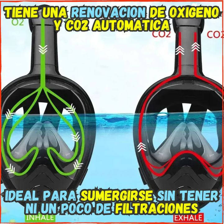 Ten la Mejor Experiencia al Sumergirte✅Mascara para Snorker y Buceo👌De la Mejor Calidad.