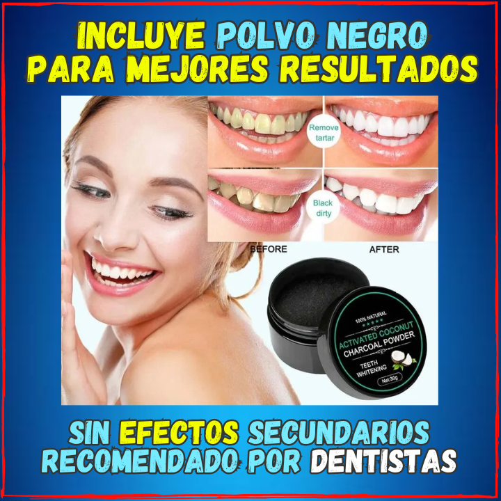 ✅Blanquea tus Dientes en una Semana😱, Pack 14 Tiras Blanqueadoras + Polvo Negro(💥Pagas al Recibirlo💥) Incluye Cepillo de Bambu