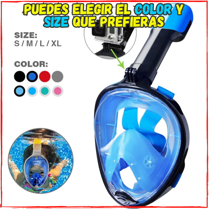 Ten la Mejor Experiencia al Sumergirte✅Mascara para Snorker y Buceo👌De la Mejor Calidad.