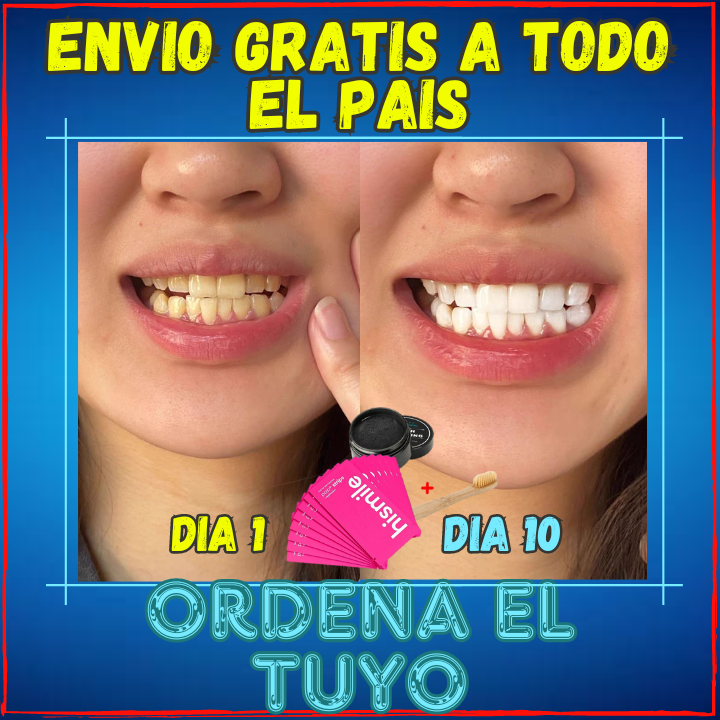 ✅Blanquea tus Dientes en una Semana😱, Pack 14 Tiras Blanqueadoras + Polvo Negro(💥Pagas al Recibirlo💥) Incluye Cepillo de Bambu