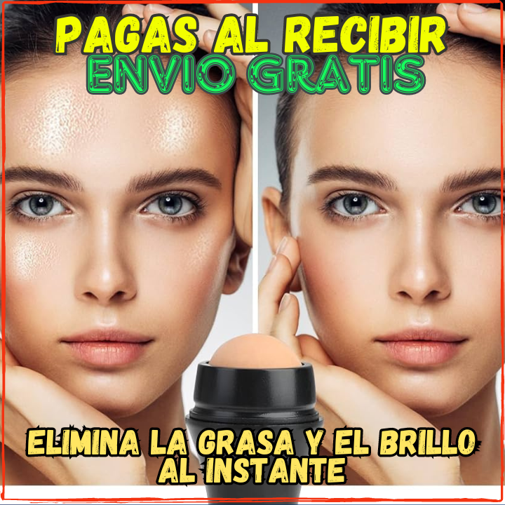 ✅Elimina la Grasa y el Brillo al Instante😱, Ten un Rostro Mas Natural y Atractivo(💥Pagas al Recibirlo💥) Incluye 2 Rodillos Volcanicos